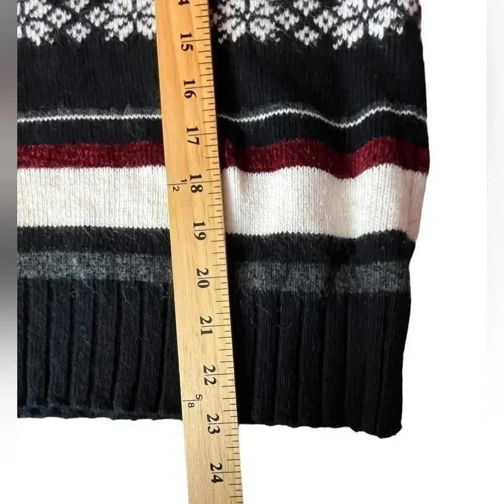 I.E. Relaxed 1/4 zip Nordic Striped Women's Sweater Winter Mock Neck Angora Siz… - Picture 7 of 12